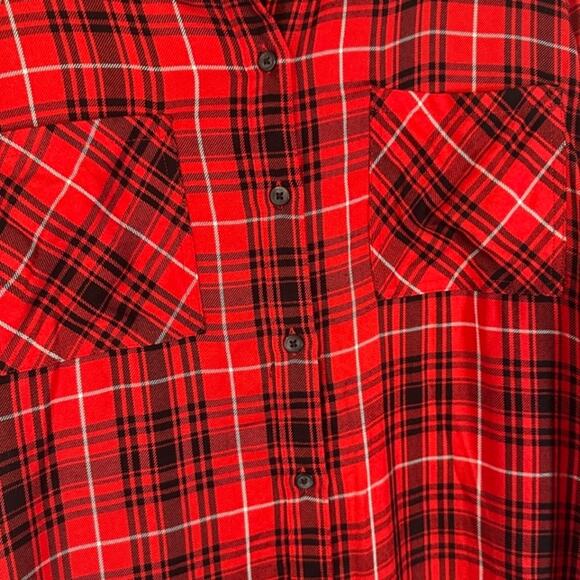 Sanctuary Red Plaid Long Sleeve Collared Button Down Shirt Women Sz S - Picture 5 of 9